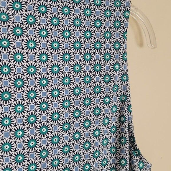 Lands' End Geometric Floral Soft Cotton Modal Stretch Tank Top Green Blue Size L - Picture 9 of 12